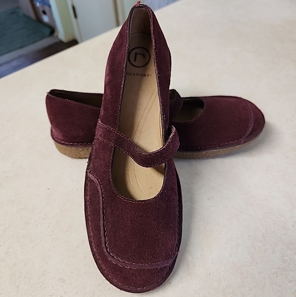 NEW Rockport Seaview Womens Size 6.5 Slip-on Mary Jane Shoes Burgundy Suede - Picture 2 of 9